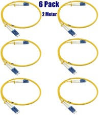 6 Pack 2 Meter LC UPC to LC UPC Duplex 9/125 Single Mode Fiber Optic Patch Cable picture