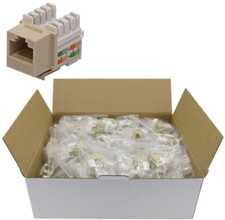 100 Lot CNAweb Cat6 RJ45 Punchdown Keystone Network Jack, 110 Style, Ivory picture