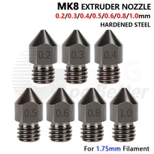 0.2-1mm MK8 Hardened Steel Extruder Nozzle 3D Printer CR-10 Anet Ender M6 1.75mm picture