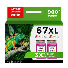 67XL Color Ink Cartridges Replacement for HP 67 XL Tricolor for HP67 2 Pack H... picture