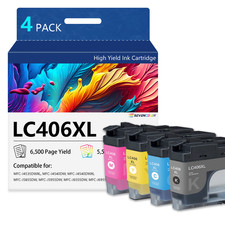 LC406XL High Yield Ink Cartridges (4Pack, KCMY) Compatible with MFC-J4535DW picture