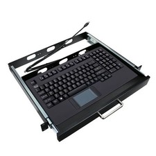 1U Industrial Rackmount Keyboard Drawer, with Touchpad, USB, Black picture