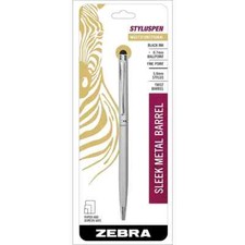 Zebra Stylus/Pen Combination Twist Ballpoint Silver 33161, Black, Fine Ballpoint picture