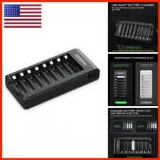 POWEROWL 8 Bay AA AAA Battery Charger USB High-Speed for Ni-MH Rechargeable picture