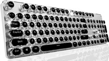 Wireless Mechanical Typewriter Keyboard 104 Keys Blue Switch BT 2.4G Black picture