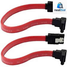 2-Pack Red 90 Degree Right-Angle 6.0 Gbps SATA III Data Cable with Locking La... picture