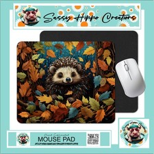 Mouse Pad Cute Hedgehog Autumn Leaves Fall Season Anti Slip Easy Clean Sublimate picture