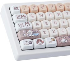 PBT Keycaps 143 Keys Cute Keycaps Dye-Sublimation Kitty-cat Keycaps Set MOA P... picture