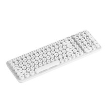 North Full Size Round Pop Key Wireless Keyboard White Typewriter Style Retro picture