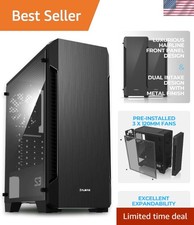 ATX Mid-Tower Acrylic PC Case with 3x 120mm Cooling Fans, Elegant Black Design picture