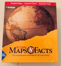 VINTAGE -  1994 PC Globe Maps N Facts Software from Broderbund  MS-DOS 3.5 inch picture