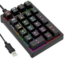 Number Pad, Mechanical USB Wired Numeric Keypad with RGB LED Backlit 21 Key N... picture