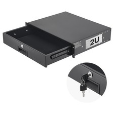 Steel 2U Lockable Sliding Drawer 50lb Rack Mount Cabinet Enclosure picture
