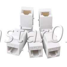 5x Cat6 Inline RJ45 Keystone Wall Coupler Jack Adapter for Voice Home Networking picture