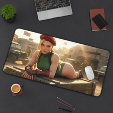 Cammy White Desk Mat, Street Fighter Mouse Pad, Anime Fighter Desk Decor picture