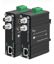 PoE+ EoC Converter 2 Pack Ethernet Over Coax DIN Rail 10/100Mbps 2 BNC Ports picture