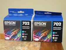 2- Genuine Epson 702 Ink Cartridge Black and Color Combo Pack Exp 1/2026 & 07/27 picture