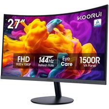 KOORUI 27 Inch Curved Computer Monitor, FHD 27inch 144Hz/FHD/Curved, Black picture
