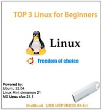 3IN1 Linux bootable USB drive w/ Ubuntu 22.4,Mx Linux 21,Linux Mint 21 picture