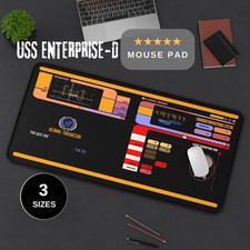 Star Trek LCARS Mousepad, USS Enterprise D Desk Mat I Gaming Pad, Trekkie Gift picture