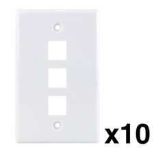 Construct Pro Single Gang 3-Port Keystone Wall Plate (10 Pack, White) picture