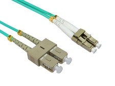 15 PACK LOT 3m LC-SC Duplex 50/125 OM4 Multimode Fiber Patch Cable Aqua 10FT picture