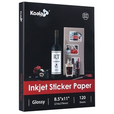 Koala Glossy Sticker Paper Inkjet Printer 8.5x11 120 Sheets Photo Sticker Paper picture