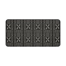 Black Geometric Tribal Pattern Desk Mat, Ethnic Office Decor, Desk Accessory picture