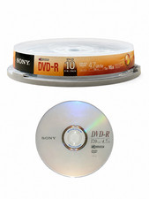 SONY DVD-R 16X Logo Branded 4.7GB 120min Blank Recordable Disc 10 Pack Spindle picture