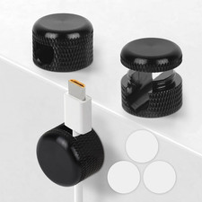 Black Aluminum Cable Clips for Desk 3 Pack, Upgraded Adhesive picture