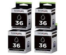 4 PACK LOT Lexmark 36 Genuine BLACK Ink Cartridges In Retail Box ✅ picture