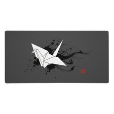 Minimalist Origami Crane Japanese Ink Splatter Gaming Mouse Pad XL Desk Mat picture