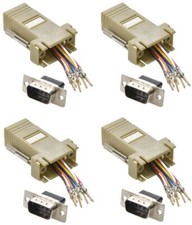 4x DB9 Male to RJ45 Female Network Modular Adapter Connector 8P8C Serial RS232 picture
