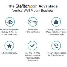 StarTech 1U Vertical Wall-Mount Patch Panel Rack picture