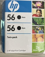 HP Ink 56 + 56 GENUINE Black TWIN Pack OEM (SEALED RETAIL BOX) EXP. 02/2009 picture