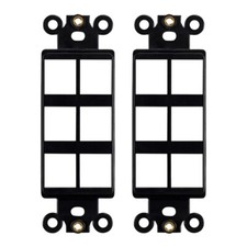 2x 6 Hole Port Keystone Jack Insert Decora Style Wall Plate Modular 1-Gang Black picture