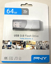 New PNY Turbo Attaché 3, 64GB USB 3.0 Flash Drive, 10 X Faster, 4K Ultra HD picture