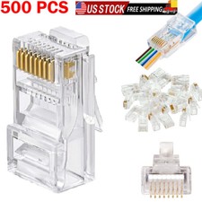 500Pcs Cat6 Pass Through RJ45 Connector End Modular Plug UTP Ethernet Cables picture