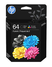 HP 64 Black & Tri-Color Ink Cartridges Printers Eligible 2-Pack | X4D92AN picture