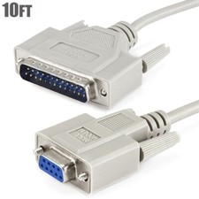 10FT Serial RS232 9-Pin DB9 Female to 25-Pin DB25 Male Molded Null Modem Cable picture