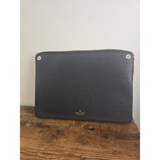 Kate Spade Laptop Sleeve Tech Clutch Black Pebbled Leather Gold Logo L-Zip Large picture