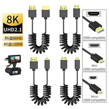 2.1 Premium Mini Micro HDMI Coiled Cable Converter 3D 8K for Camera PC Monitor picture