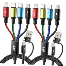 Dual USB-C 4 in 2 Multiple Charging Cable for All Devices 4-IN-2 Multicolored picture