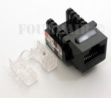 CAT5e Standard Keystone RJ45 110 Punch Down Keystone Modular Snap-In Jack, Black picture