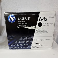HP CC364XD 64X Black Toner Cartridge Dual Pack Genuine New Sealed 2 Pack picture