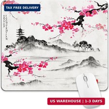 Cherry Blossom Mouse Pad Sakura Japanese Gray Mousepad Desk Grey Pink White Flow picture