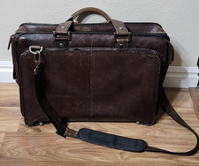 Franklin Covey Burgundy Leather Laptop Messenger Bag Briefcase with Strap picture