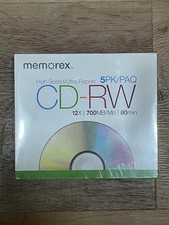 NEW 5 PACK OF MEMOREX 12X 700MB 80 MIN CD-RW DISKS CDS picture