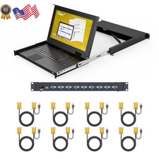 Rack Mount KVM Console 8 Port VGA, Yinker LCD Console Drawer with Keyboard Touc picture