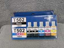 SPACEINK T502 Ink Refill Bottles 5-Pack (2x Black, Cyan, Magenta, Yellow) 140ml picture